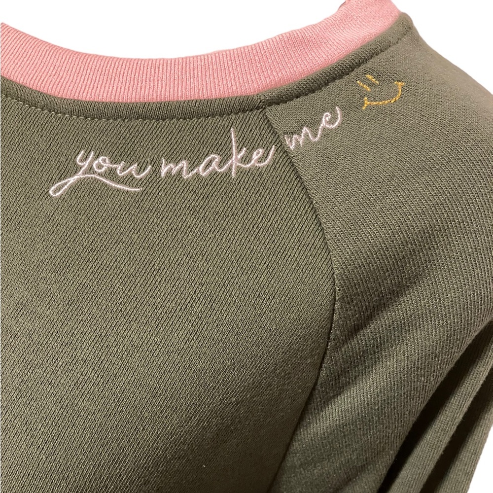 Ladies Graphic Monogramed Green and Peachy/Pink Sweatshirt